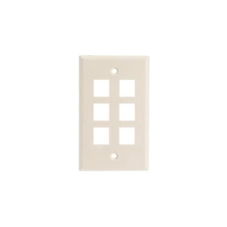 Cable Wholesale Keystone Wall Plate, Lite Almond, 6 Port, Single Gang 3012-09306